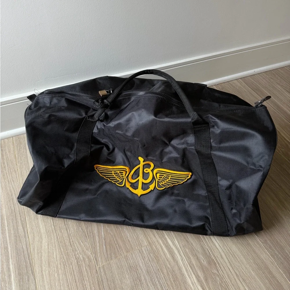 Breitling Swiss Large Logo Nylon Boston Travel Bag Made in Italy Black